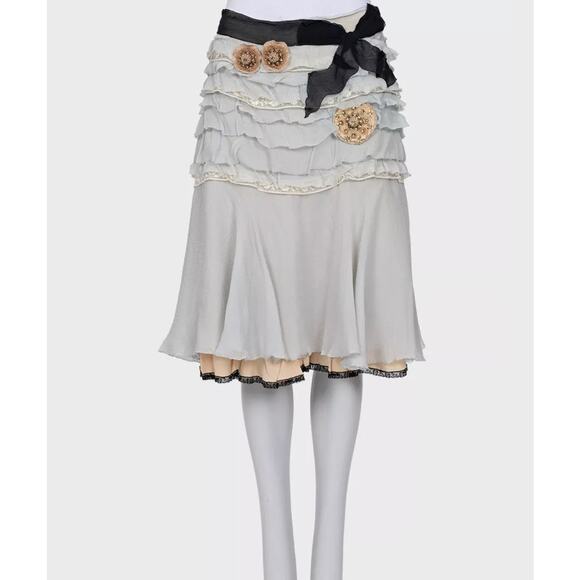 Prada Ruffled Light Blue Skirt with Crystal Brooch Sz.42/ M - Picture 1 of 4